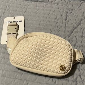 Steve Madden Ivory Quilted Waist Bag